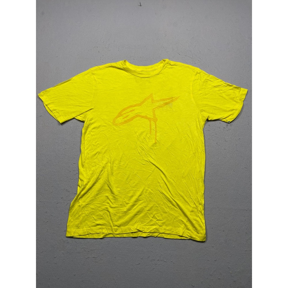 Alpinestars T-Shirt Cotton Poly Blend Yellow Graphic Medium Mens